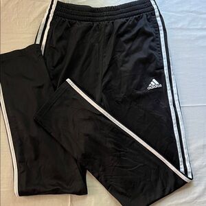 Adidas Kids Black Joggers with White Stripes